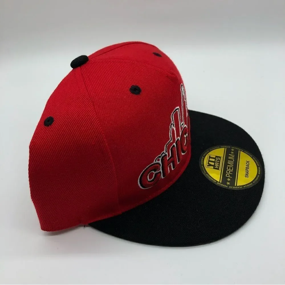 YTT Hats Chicago Embroidered‎ City Snapback Cap Red Black NWT